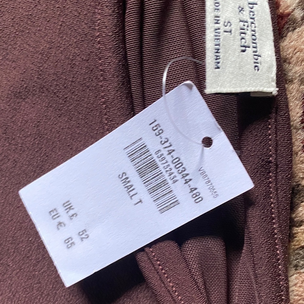 NWT $120 Abercrombie & Fitch Brown Long Sleeve Dress mini off shoulder - Picture 4 of 4